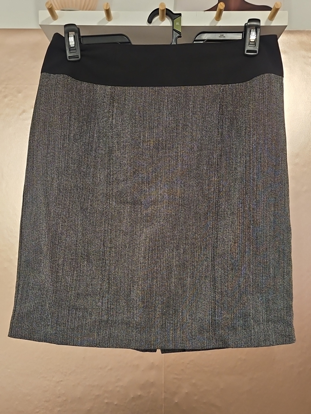 Worthington Gray Tweed Pencil Skirt with Black Waistband